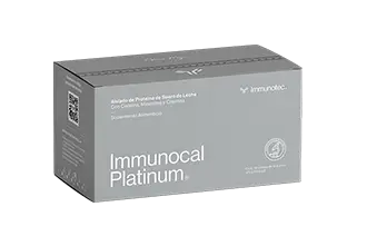 Caja de Immunocal Platinum, suplemento patentado para elevar los niveles de glutatión y fortalecer el sistema inmunológico.