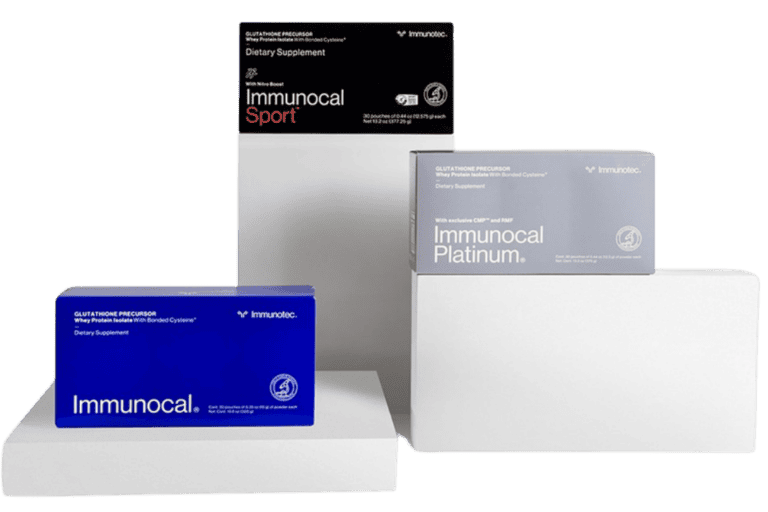Imagen de las versiones de Immunocal: Sport, Regular y Platinum, disponibles en Chihuahua